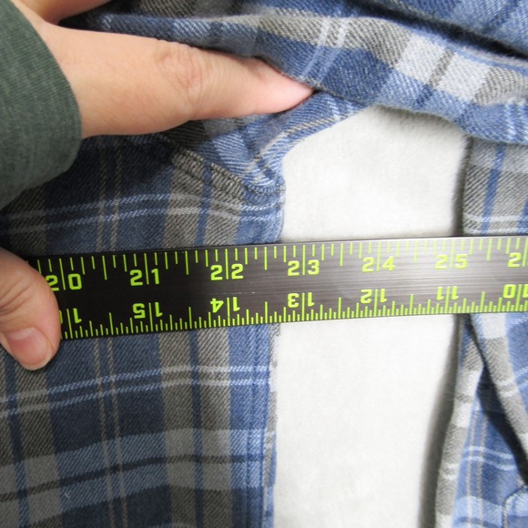 Faherty Shirt Men's Size Large Long Sleeve Plaid Flannel Blue Grey - Picture 5 of 9